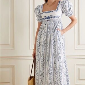 Agua by Agua Bendita Pistacho grosellas-printed poplin dress maxi floral